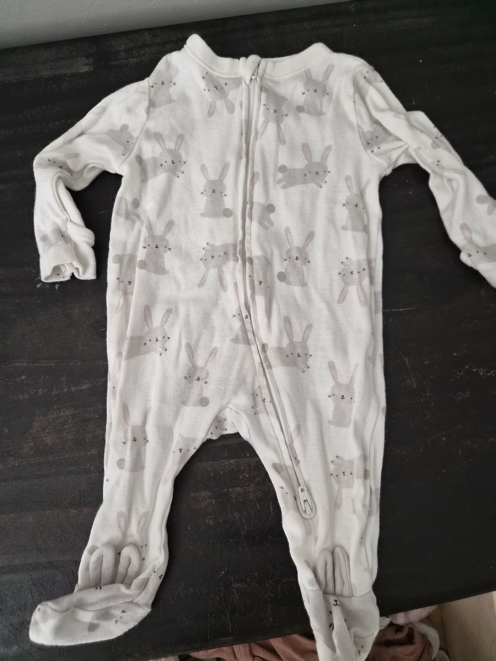 Old Navy White Bunny Print Footed One-Piece